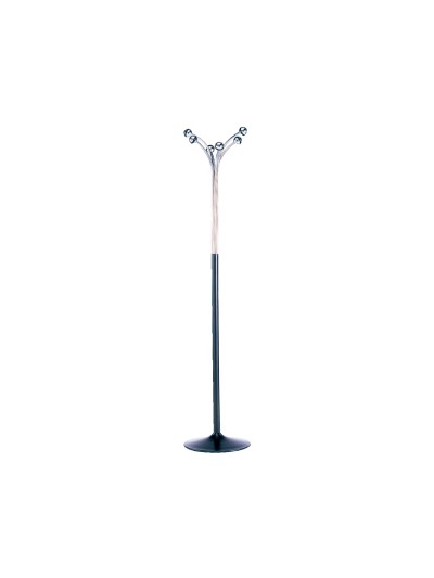 Perchero metalico pie 6 colgadores color negro/cromado 177x38 cm