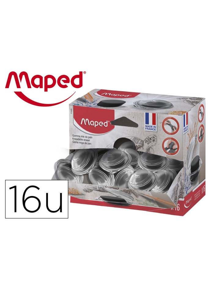 Goma de borrar maped miga de pan para carboncillo caja de 16 unidades Goma de borrar maped miga de pan para carboncillo caja de 16 unidades