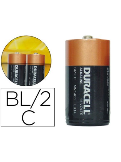Pila duracell alcalina plus c blister de 2 unidades