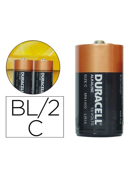 Pila duracell alcalina plus c blister de 2 unidades