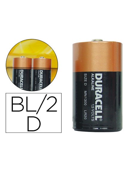 Pila duracell alcalina plus d blister de 2 unidades