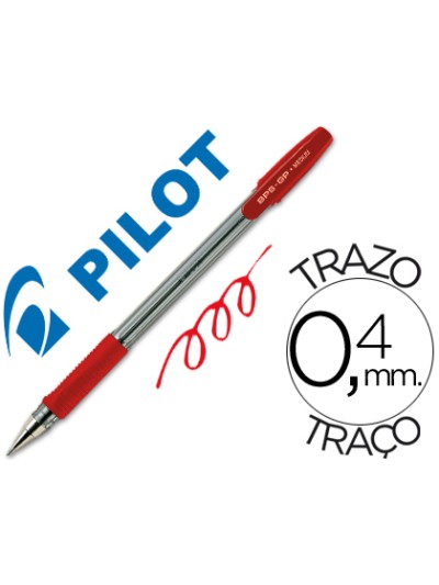 Boligrafo pilot bps-gp rojo sujecion de caucho tinta base de aceite con capuchon