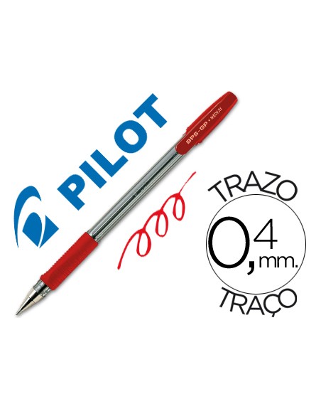 Boligrafo pilot bps-gp rojo sujecion de caucho tinta base de aceite con capuchon