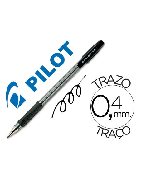 Boligrafo pilot bps-gp negro sujecion de caucho tinta base de aceite con capuchon
