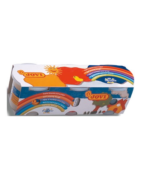 Pasta jovi blandiver caja de 3 botes amarillo/azul/rojo