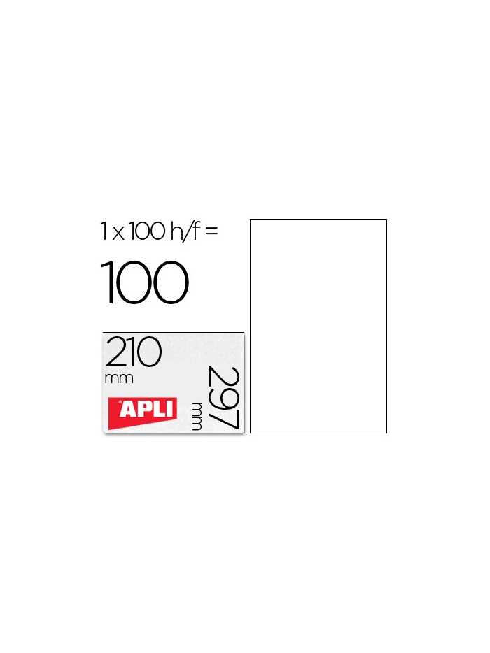 Etiqueta adhesiva apli 1281 210x297 mm fotocopiadora laser ink-jet caja con 100 hojas din a4 Etiqueta adhesiva apli 1281 210x297 mm fotocopiadora laser ink-jet caja con 100 hojas din a4
