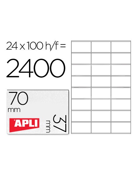 Etiqueta adhesiva apli 1273 tamaño 70x37 mm fotocopiadora laser ink-jet caja con 100 hojas din a4