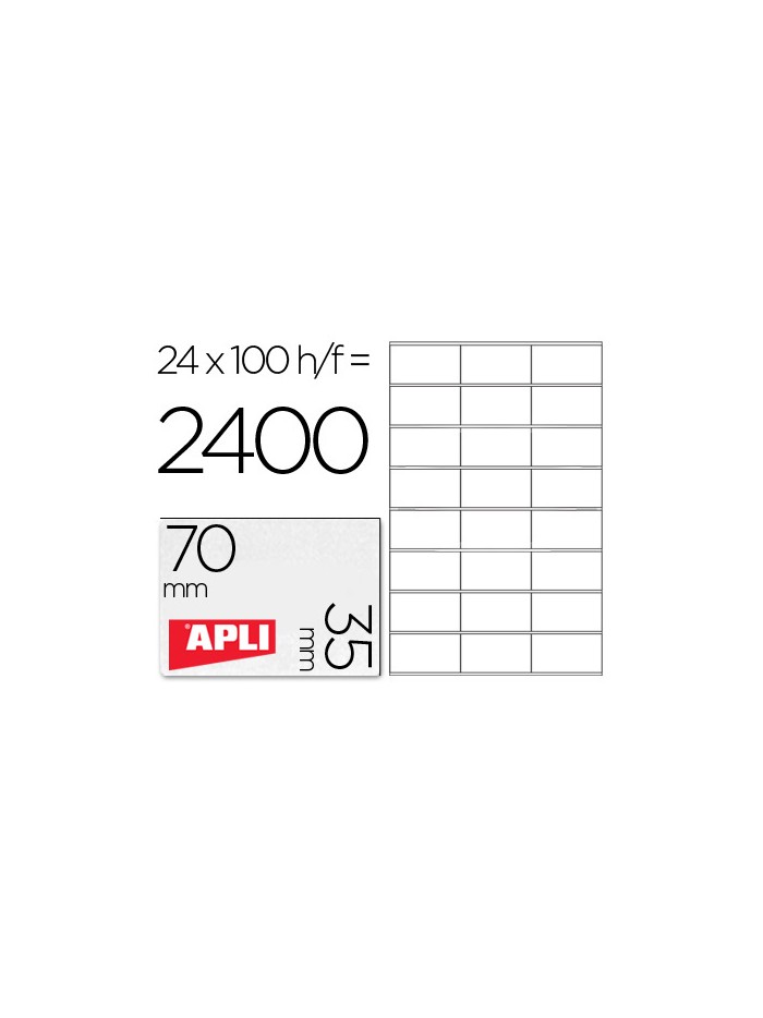 Etiqueta adhesiva apli 1272 tamaño 70x35 mm fotocopiaodra laser ink-jet caja con 100 hojas din a4 Etiqueta adhesiva apli 1272 tamaño 70x35 mm fotocopiaodra laser ink-jet caja con 100 hojas din a4