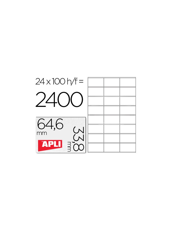 Etiqueta adhesiva apli 1263 tamaño 64,6x33,8 mm fotocopiadora laser ink-jet caja con 100 hojas din a4 Etiqueta adhesiva apli 1263 tamaño 64,6x33,8 mm fotocopiadora laser ink-jet caja con 100 hojas din a4