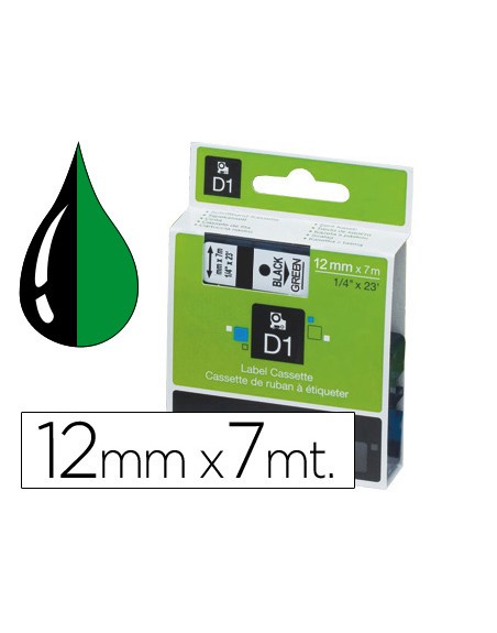 Cinta dymo 1000 negro-verde 12mm x 7mt d1
