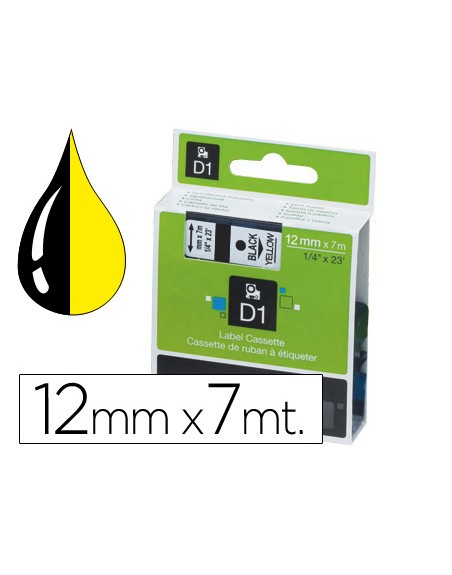 Cinta dymo 1000 negro-amarillo 12mm x 7mt d1