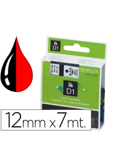 Cinta dymo 1000 negro-rojo 12mm x 7mt d1