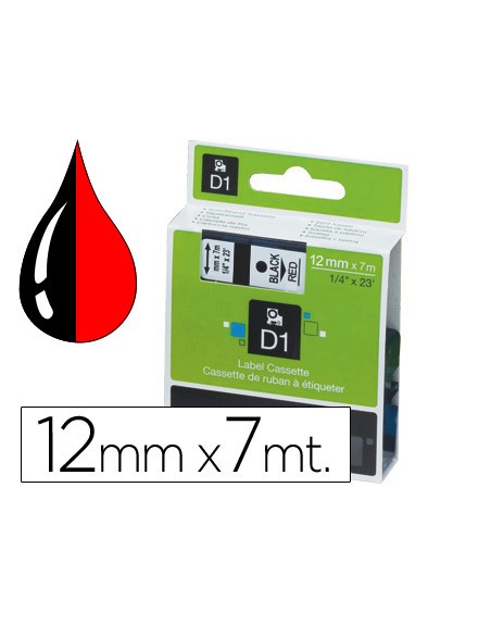 Cinta dymo 1000 negro-rojo 12mm x 7mt d1