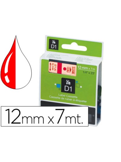 Cinta dymo 1000 rojo-blanco 12mm x 7mt d1