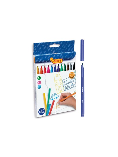 Rotulador jovi slim caja de 12 unidades colores surtidos