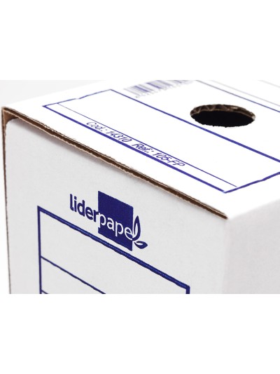 Caja archivo definitivo liderpapel 106 listados de ordenador carton reciclado 325g/m2 blanco 430x116x316 mm