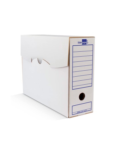 Caja archivo definitivo liderpapel 106 listados de ordenador carton reciclado 325g/m2 blanco 430x116x316 mm