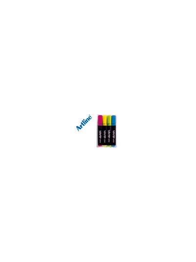 Rotulador artline fluorescente ek-660 punta biselada bolsa de 4 unidades colores surtidos
