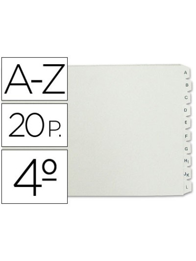 Separador alfabetico multifin 3003 plastico cuarto apaisado
