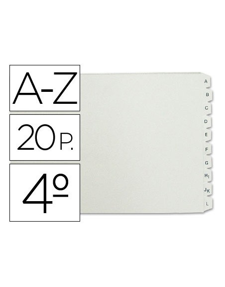 Separador alfabetico multifin 3003 plastico cuarto apaisado