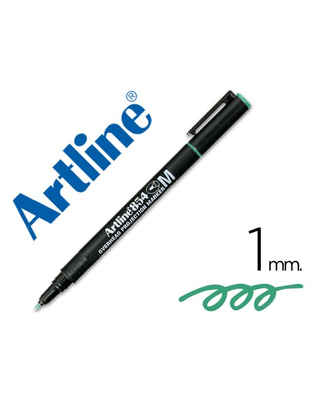 Rotulador artline retroproyeccion punta fibra permanente ek-854 verde -punta redonda 1 mm