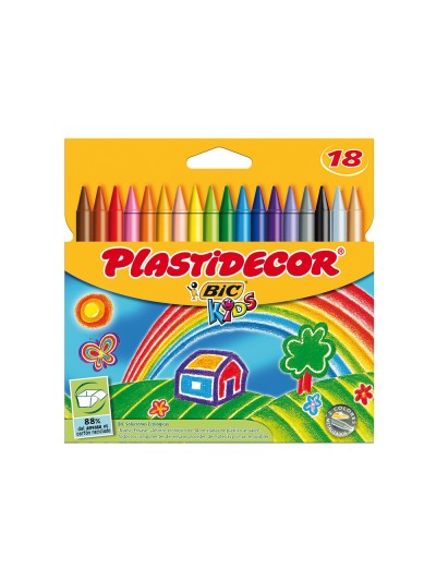Lapices cera plastidecor caja de 18 colores surtidos