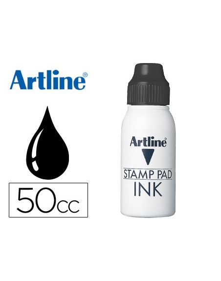 Tinta tampon artline negra bote 50 cc
