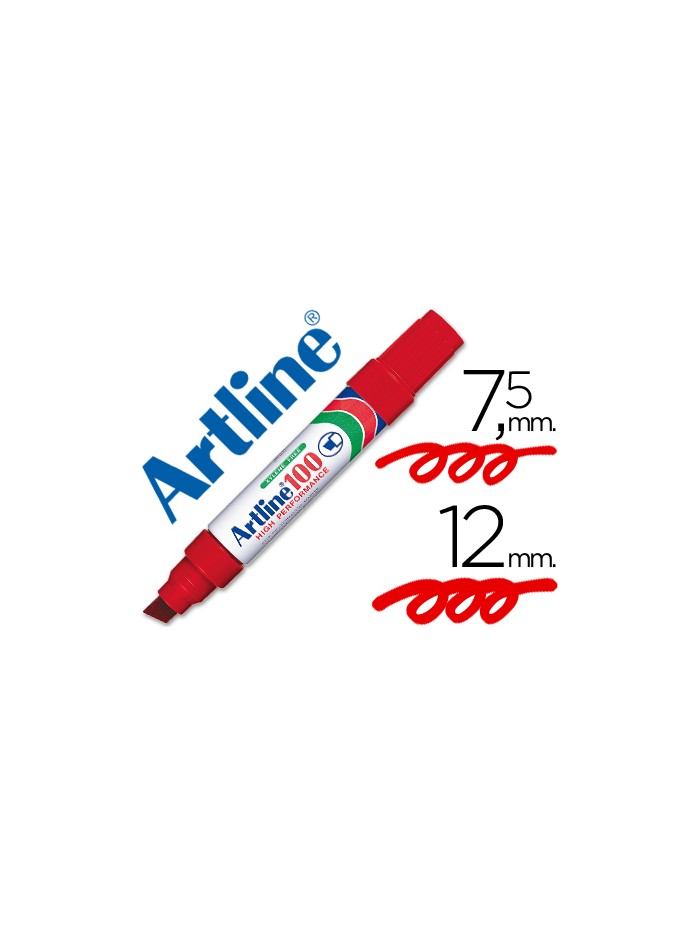 Rotulador artline marcador permanente 100 rojo punta biselada Rotulador artline marcador permanente 100 rojo punta biselada