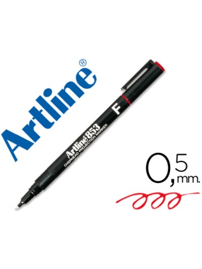 Rotulador artline retroproyeccion punta fibra permanente ek-853 rojo -punta redonda 0.5 mm