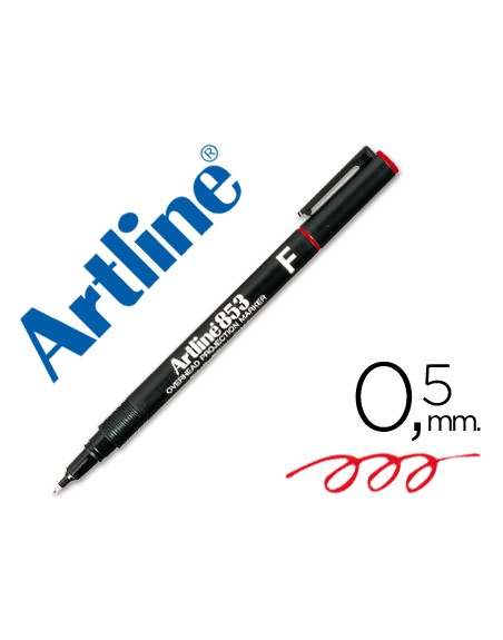 Rotulador artline retroproyeccion punta fibra permanente ek-853 rojo -punta redonda 0.5 mm