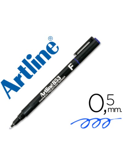 Rotulador artline retroproyeccion punta fibra permanente ek-853 azul -punta redonda 0.5 mm