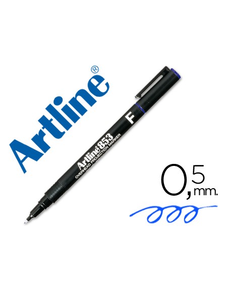 Rotulador artline retroproyeccion punta fibra permanente ek-853 azul -punta redonda 0.5 mm
