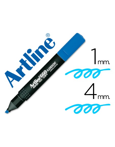Rotulador artline fluorescente ek-660 azul punta biselada