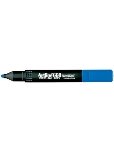 Rotulador artline fluorescente ek-660 azul punta biselada