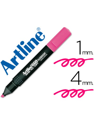 Rotulador artline fluorescente ek-660 rosa punta biselada