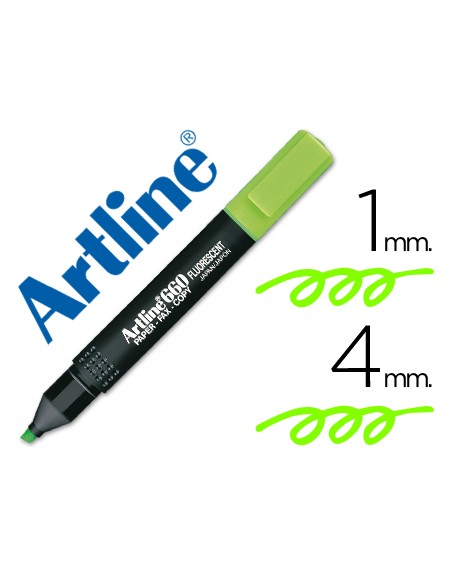 Rotulador artline fluorescente ek-660 verde punta biselada