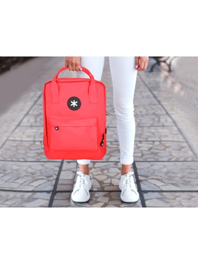 Cartera antartik mochila 2 asas y bolsillos exteriores rojo 300x115x390 mm