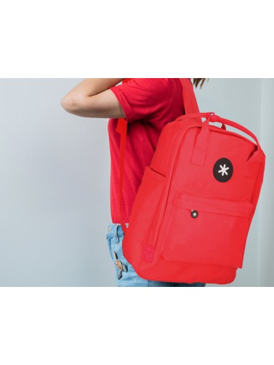 Cartera antartik mochila 2 asas y bolsillos exteriores rojo 300x115x390 mm