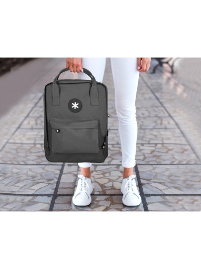Cartera antartik mochila 2 asas y bolsillos exteriores negro 300x115x390 mm