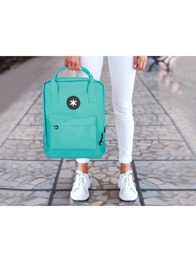 Cartera antartik mochila 2 asas y bolsillos exteriores menta 300x115x390 mm