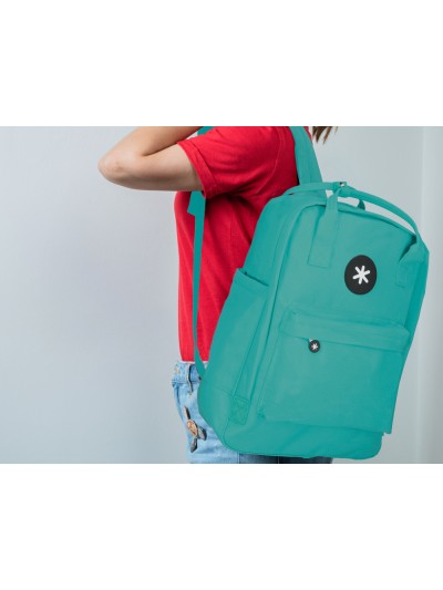 Cartera antartik mochila 2 asas y bolsillos exteriores menta 300x115x390 mm