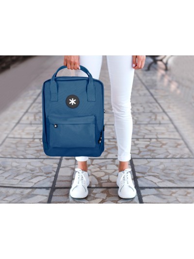 Cartera antartik mochila 2 asas y bolsillos exteriores azul 300x115x390 mm
