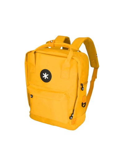 Cartera antartik mochila 2 asas y bolsillos exteriores mostaza 300x115x390 mm