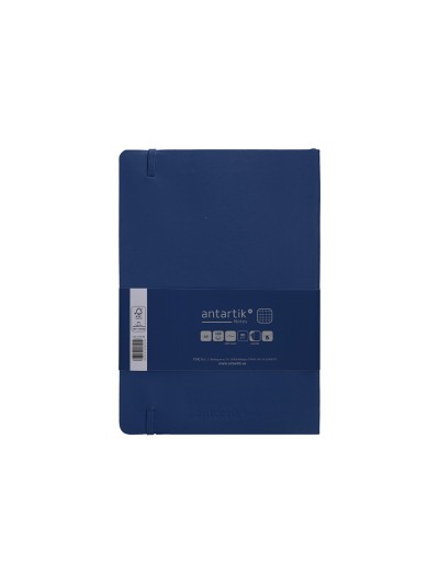 Cuaderno con gomilla antartik notes tapa blanda a5 hojas cuadricula azul marino 80 hojas 80 gr fsc