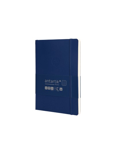 Cuaderno con gomilla antartik notes tapa blanda a5 hojas cuadricula azul marino 80 hojas 80 gr fsc