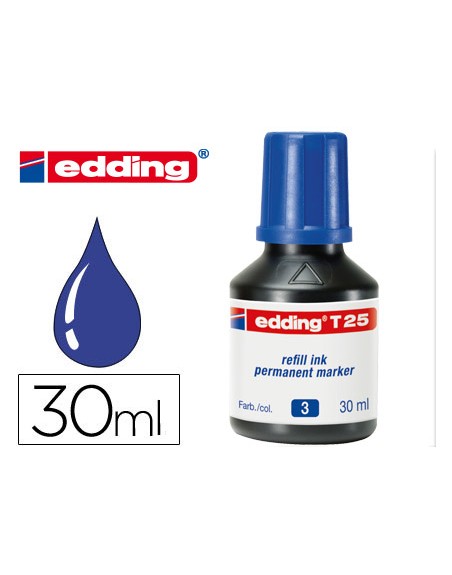 Tinta rotulador edding t-25 azul bote 30 ml