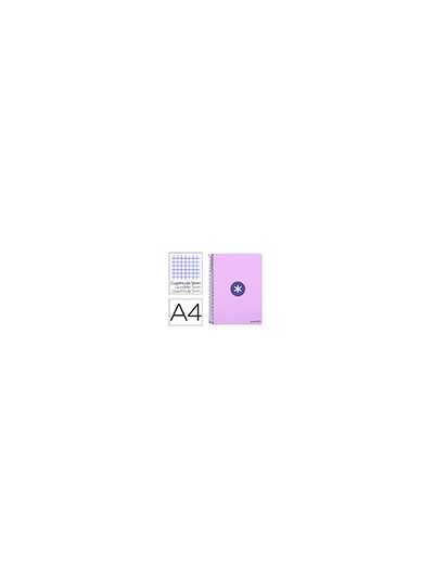 Cuaderno espiral antartik a4 micro tapa dura 80h 100 gr cuadro 5 mm sin bandas 4 taladros color lavanda