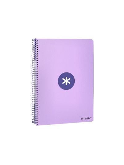 Cuaderno espiral antartik a4 micro tapa dura 80h 100 gr cuadro 5 mm sin bandas 4 taladros color lavanda