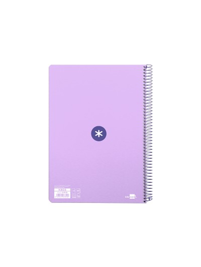 Cuaderno espiral antartik a4 micro tapa dura 80h 100 gr cuadro 5 mm sin bandas 4 taladros color lavanda