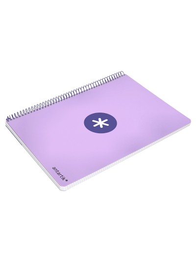 Cuaderno espiral antartik a4 micro tapa dura 80h 100 gr cuadro 5 mm sin bandas 4 taladros color lavanda